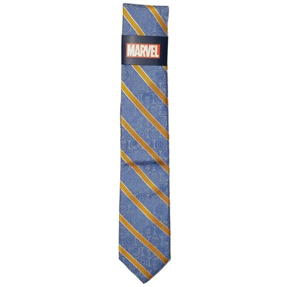 Marvel Avengers Logo Blue and Orange Kid 100% Silk Tie (6-12yrs) NWT